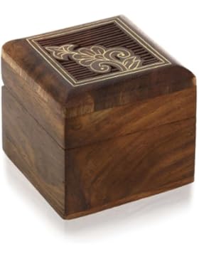 Kleine Schmuck Geschenk-Box aus Holz für Ringe Ohrringe Manschettenknöpfe Zehering