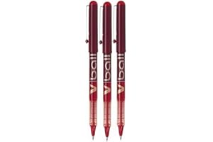 Pilot VB5 Stylo Rouge Stylo roller V Ball Fine stylos pointe métal 0,5 mm Pointe 0.3 mm Ligne Encre liquide (Lot de 3) bl-vb5