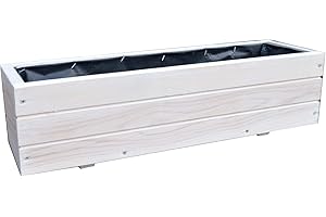 FKL DESIGN Home Deco Nouveau bac à Plantes en Bois Top Pot de Fleurs Jardin terrasse entièrement monté D6 Blanc (Longueur 90cm)