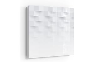 ‎DEQORI DEQORI Schlüsselkasten weiß | 30x30 cm | Motiv Abstraktes Geo-Muster | Glas & Metall Schlüssel-Box | Schlüsselschrank mit 50 Haken + 2 Magnete | Moderne Design Box magnetisch & beschreibbar