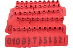 ABUSTLE PIG Cattle Ear Tags, Large Plastic Livestock Ear Tags for Sheep Cattle Calf Hog with Number 001-100/101-200/201-300, Animal Identification Ear Tag (Red,001-100)