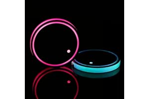 GBULTR 2pcs LED Car Coasters Luminescent Cup Holders with 7 Colors USB Charging Car Cup Holder Insert Coaster LED Cup Coasters Car Accessories Interior Decoration Lights for All Car Models Men Women