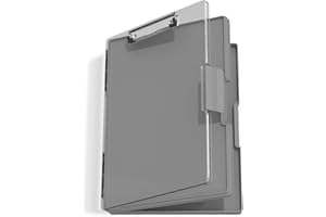 Hnogri Portapapeles con almacenamiento, carpeta de lactancia con apertura lateral, portapapeles resistente con caja de almacenamiento de doble compartimento, escritura para el trabajo, Gris