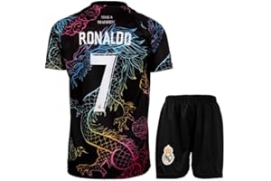 KISRAS Madrid Kinder Trikot #7 No Sonderdesign Limitierte Auflage Fußball Trikot Shorts Kinder und Jugend Größe