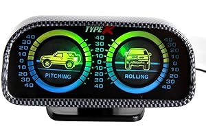 iSpchen Inclinomètre de voiture tout-terrain, boussole, réglable, multifonction, affichage de l'inclinaison de la voiture, avec lumière LED
