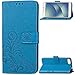 Produktbild pinlu Schutzhülle Für ASUS ZenFone 4 Max Pro ZC554KL Handyhülle Hohe Qualität PU Ledertasche Brieftasche Mit Stand Function Innenschlitzen Design Glücklich Klee Muster Blau