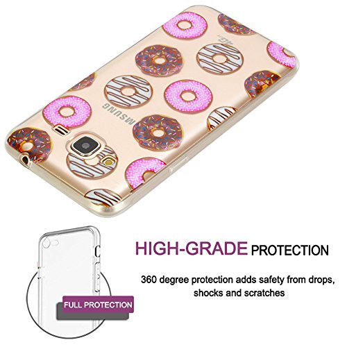 Funda Samsung Galaxy J3 2016 SM-J320F Silingsan Funda de Silicona TPU para Samsung Galaxy J3 2016 SM-J320F Carcasa Transparente Soft Clear Case Cover Funda Blanda Flexible Carcasa Delgado Ligero Caja Anti Rasgu  os Anti Choque con Dise  o Creativo - Donas Dulces
