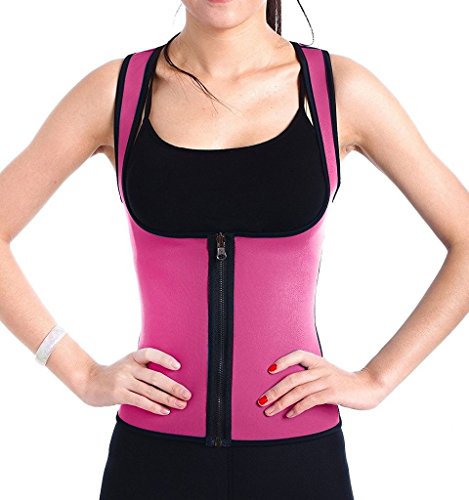 DODOING Damen Zipper Sport Waist Cincher Training Sport Korsage Korsett Corsage Schwitzen Sauna Neopren Weste Tank Top für Gewichtsverlust