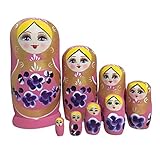 Material: Holz Tubayia 5/6/7/8/10 Stück Holz Russische Matroschka Babuschka Puppen Steckpuppe Spielzeug Geschenk für Kinder
