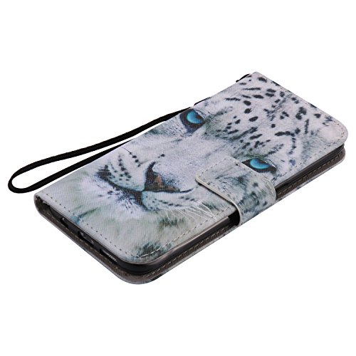 Feeltech Samsung Galaxy S7 Edge Hülle PU-Leder und Brieftasche Bunte Muster Fall mit Magnetverschluss, Hybrid-Kickstand mit Stand-Funktion, schlagen Sie schützende weiche TPU Stoßstangenabdeckung und Kreditkartenhalter für Samsung Galaxy S7 Edge Handgelenk Bügel-Buch-Art-Geldbeutel-Tasche mit 2 In 1 Berühren Sie Stift – White leopard - 7