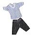 Produktbild Gazechimp Puppe Gestreiftes T-shirt mit Jeans Hosen Freizeitkleidung Für 28cm-33cm Barbie Ken Puppe Dress Up Zubehör