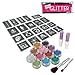 BMC 12pc Party Fun Temporary Fashionable Multi-Color Glitter Shimmer Tattoo Body Art Design Kit with Stencils, Glue and Brushes