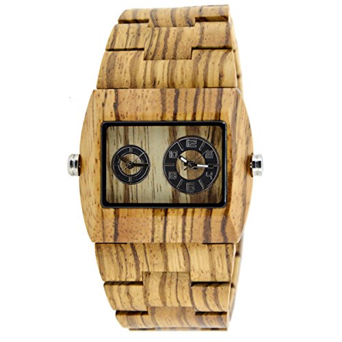XLORDX Holzuhr ZebraHolz Braun Doppelzeit Armbanduhr Herrenuhr aus Holz Freund Ehemann Geschenk Gift Watch XLORDX Holzuhr ZebraHolz Braun Doppelzeit Armbanduhr Herrenuhr aus Holz Freund Ehemann Geschenk Gift Watch