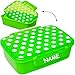 Produktbild Lunchbox / Brotdose / Lebensmitteldose / Frischhaltedose - " Punkte - grün & weiß - Neon " - inkl. Name - Deckel komplett abnehmbar & transparent - 1 Liter - Brotbüchse Küche Essen - 1 Fach - für Erwachsene - Mädchen & Jungen - Kinder Vesperdose - Fächern Brotzeitdose / Dose Box / Frühstücksbox - Vesperbrotdose - Schule / Kindergarten / Kita - Kunststoff - Brotzeitdose - Sandwichbox / Pausenbrotbox Lunch - gepunktet Polka Dots - Punkten - groß Bento Box - Vorratsdose
