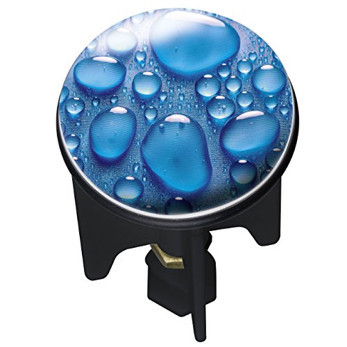 Wenko 20795100 Waschbeckenstöpsel Pluggy Drops Abfluss Stopfen, Messing, Kunststoff, Durchmesser 3.9 x 6.5 - 9.5 cm, blau
