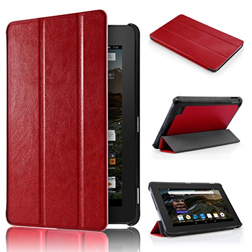 Fire 7 2015 Hülle, Swees Ultra Slim Lightweight Schutzhülle Tasche Shell Case Cover mit Standfunktion für Amazon Fire 7 Zoll (5. Generation - 2015 Modell) Tablet - Rot