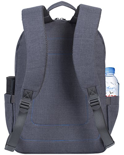 RIVACASE Notebook Rucksack bis 15 6        Stilvolle Tasche aus wasserabweisenden Material und extra verst  rkten Seiten - Grau