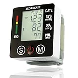 BROADCARE Wrist Blood Pressure Monitor USB Rechargeable Digital Fully Automatic Measure Blood Pressure and Heart Beat for Home use