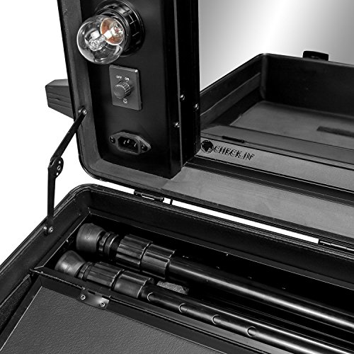 Visagisten-Trolley Kosmetikkoffer Visagistenkoffer Alutrolley Beauty Case Schminktisch + Spiegel + Beleuchtung Los Angeles Schwarz Silber 66x50x26 cm - 8