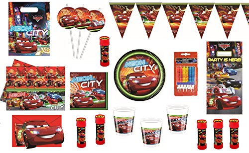 XXL-Partyset Cars Neon 87-teilig Komplettpaket
