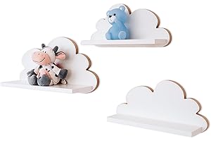 ‎MOLILAND MOLILAND Wolkenregal Babyzimmer | Set mit 3 Stück | Wandregal für Kinderzimmer in Weiß | Regal Wolke aus Holz im skandinavischen Stil | Schweberegal Wanddeko mit Befestigungssatz
