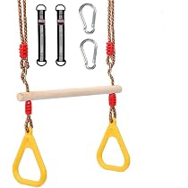 Corda Per Arrampicata Per Bambini 2m Con 5 Pioli In Legno – Accessorio Per Altalena E Gioco All'aperto – Scala Di Corda Con Anello Metallico – Adatta Da 3 Anni
