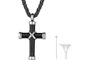 Richsteel Porta Cenizas Colgantes Arbol de Vida/Corazones/Crucifijos de Acero Inoxidable, Grabados Personalizables, con Collar Fino y Accesorios para Meter Cenizas