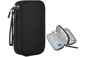 JENCVNL Sac de Rangement Câble, Organisateur Accessoires Électronique, Pochette Câble de Voyage, Organisateur Accessoires de Voyage Coque pour Disque Dur Externe (Noir, L (21 * 12.5 * 6.5cm))
