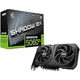MSI NVIDIA GeForce RTX 5060 Ti 8G Shadow 2X OC Plus Carte Graphique - 8 Go GDDR7 (28 GB/s /192 Bits), PCIe 5.0 - Double Venti