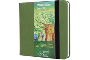 tumuarta Szkicownik akwarelowy, 300 g, 25% bawełna, 14 x 14 cm, 24 arkusze, 48 stron, bezkwasowy, akwarelowy, papier artystyczny, blok papieru akwarelowego, idealny do akwareli, akrylu (zielony, 14 x