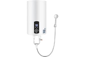 Elektrisk lagring varmvattenbehållare 30 L, 2 000 W 220 V horisontell elpanna varmvattenberedare med kran handdusch och 3 slangar, 25–75 ℃ varmvattenberedare för kök trädgård badrum husvagn