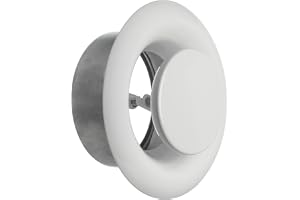 TURvent Frånluftsdon 100 mm i Metall – Justerbart Ventilationsdon för Frånluft – Ventil för Vägg och Tak – Vit Pulverlackerad