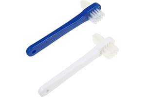 HEALLILY 2pcs Premium Hard Denture Brush Toothbrush, Cleaning Brush, Portable Denture Double Sided Brush, Denture Care
