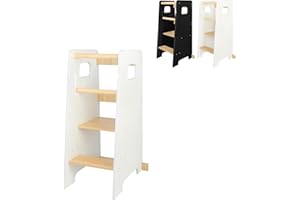 XUANYU Tour d Observation Enfant Montessori, Tour d'apprentissage à Partir de 1 an, Tour d'Observation Montessori, Chaise Montessori Enfant à Partir Anti-Basculement (Blanc)