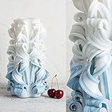 Hochzeits-Kerze für Bräutigam - Big White und Blue - Gentle Farben - EveCandles