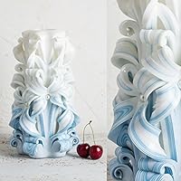 Hochzeits-Kerze für Bräutigam - Big White und Blue - Gentle Farben - EveCandles