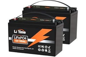 LiTime Batteria LiFePO4 12V 100Ah (2 Confezioni), Batteria al Litio con BMS da 100A, 4000-15000 Cicli, Perfetta per la Nautica, i sistemi solari, le imbarcazioni, l'off-grid