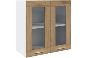 vidaXL artisan oak kitchen wall cabinet - 60x31x60 cm - engineered wood & glass - modern design - ideal for kitchen storage and organization