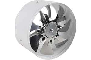 ECUTEE Rohrventilator 12" 300mm Abluftventilator Axiallüfter, Zuluft Abluft Lüfter Axialventilator Inline Rohrlüfter Luftabsauger Industrielüfter Absaugung Leiser Betrieb Für Badezimmer Küche Weiß