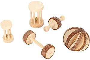 YOUTHINK 5 Pièces/Ensemble Petit Jouet pour Animaux de Compagnie, Jouet de Sécurité en Bois Jouet de Dents Molaires pour Cochon d'Inde Hamster Lapin Rat