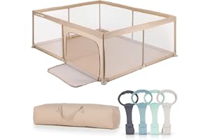 SUN BABY Lekhage 150x200 cm 0-2 År Gröna Handtag - Beige | polyester, nätväggar, ingång med dragkedja, halkfria fötter, förvaringsväska, metallram