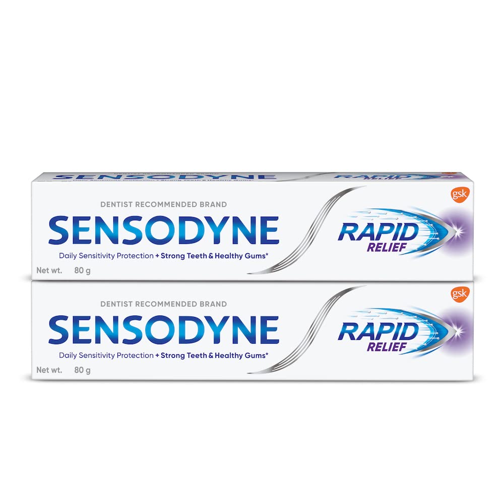 Sensodyne Toothpaste Rapid Relief Combo pack, Sensitive tooth paste to help beat sensitivity fast, 160 gm multi-pack (80 gm x