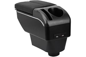 ZENVI Reposabrazos Compatible with Seat Ibiza Apoyabrazos 6j 2008-2017 Centro Consola Organizador Doble Puerta Estilo Utilizable Para Soporte Codo（Estilo Negro）