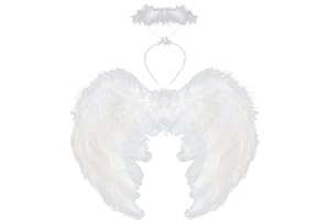 VEYLIN Angel Wings and Halo, White Angel Wings Fallen Angel Wings Costume for Adult Halloween Christmas Party …