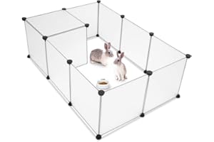 TactFire Parc Enclos, DIY Porte Petit Animal Pet Fence en Plastique, Cage, Clôture, Intérieur, Modulable, pour Cochon d’Inde, Lapin, Hérisson, Petits Animaux, 12PCS, Blanc