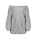 Produktbild ODJOY-FAN Frau Mode Solide Lange Ärmel Sweatshirt Oben Einfarbig Gestrickt Schrägstrich Hals Trägerlos Bluse Ein Wort Kragen Mantel Aus Schulter Stricken Langarmshirts (Grau,L)
