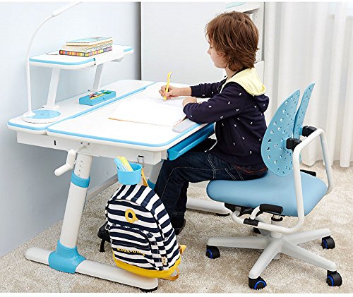 Study Right 1 mètre,la hauteur réglable Table d'étude pour les enfants, jeunesse et adultes,Tilt-capable de bureau,tiroir coulissant, conviennent à l'âge de 6+. Modèle: E501(bureau + étagère)