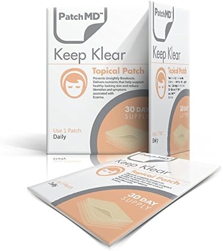 PatchMD Keep Klear Acne/Eczema™ Transdermal Patch - 30 daily topical patches. 100% natural & vegan. Allergy free. High absorption and more bioavailable. Suitable for sensitive stomach, IBS and bariatric. Filler, latex, gluten, sugar & lactose free.