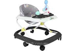 HUOLE Trotteur Bébé Garçon Fille Evolutif 5 en 1, Trotteur Marche Bebe Pliable avec 4 Hauteur Réglable, Lumières, Musique, Plateau d’Activités Amovible, Charge 12KG, pour 6+ Mois 67 * 72 * 92cm- Noir (B)
