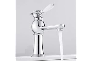 PANDAHUG Basin Mixer Tap Chrome Bathroom Sink Taps Single Lever with UK Standard Hot and Cold Hoses Modern Bathroom Washroom Cloakroom Faucet